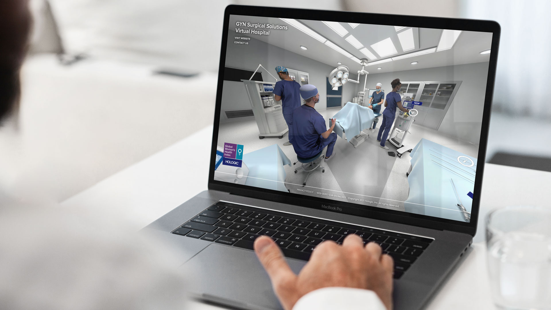 Laptop looking at the GYN virtual hospital environment