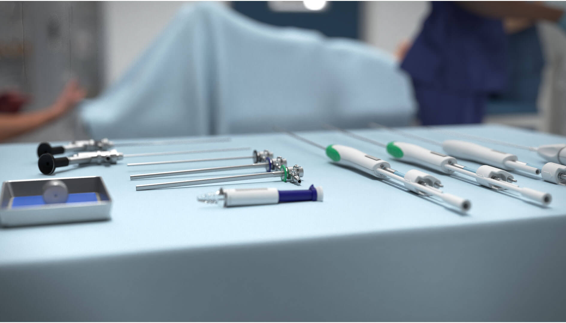 3D visual showing medical instruments on table