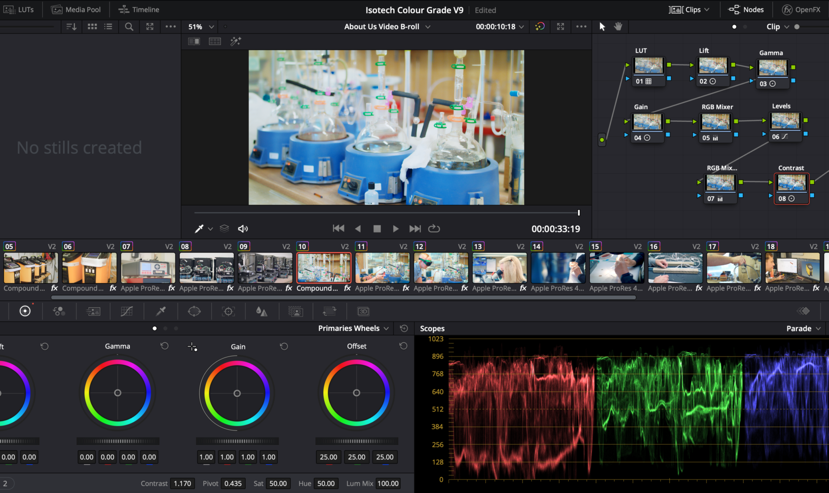 commercial video production editing of Isotech laboratory