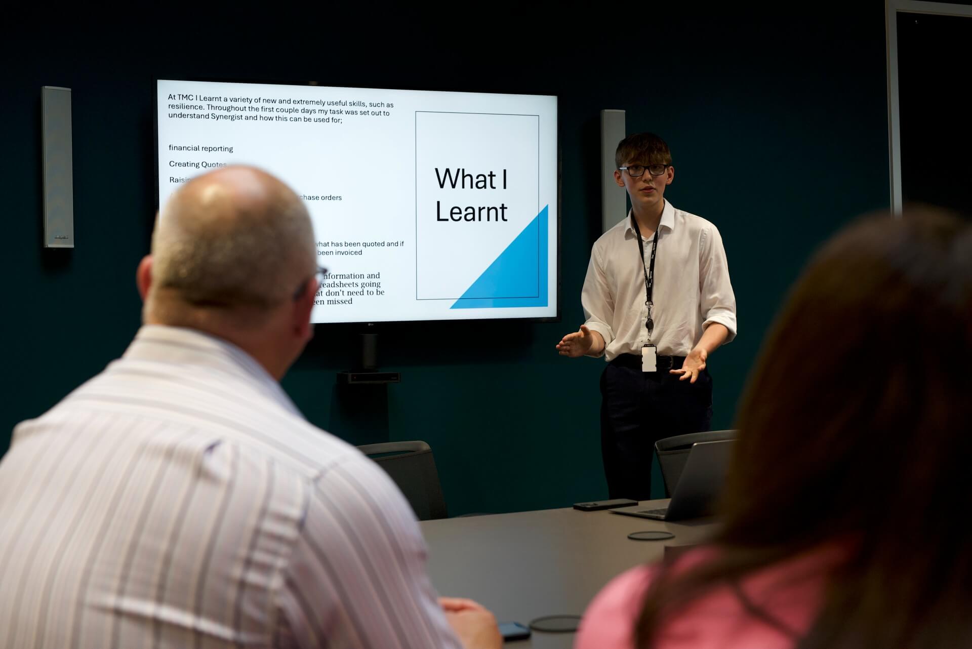 Work experience students presenting