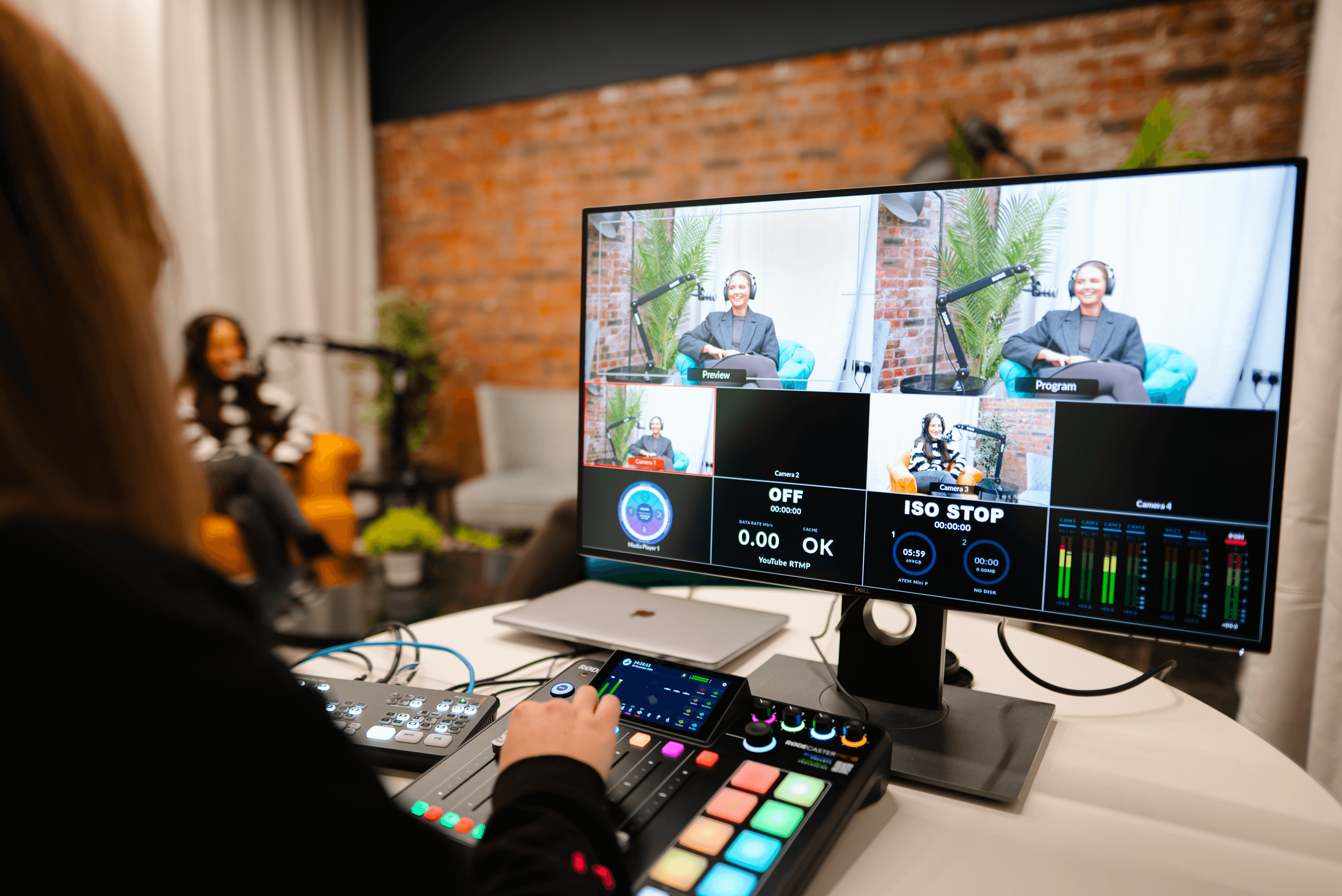 a person editing a podcast