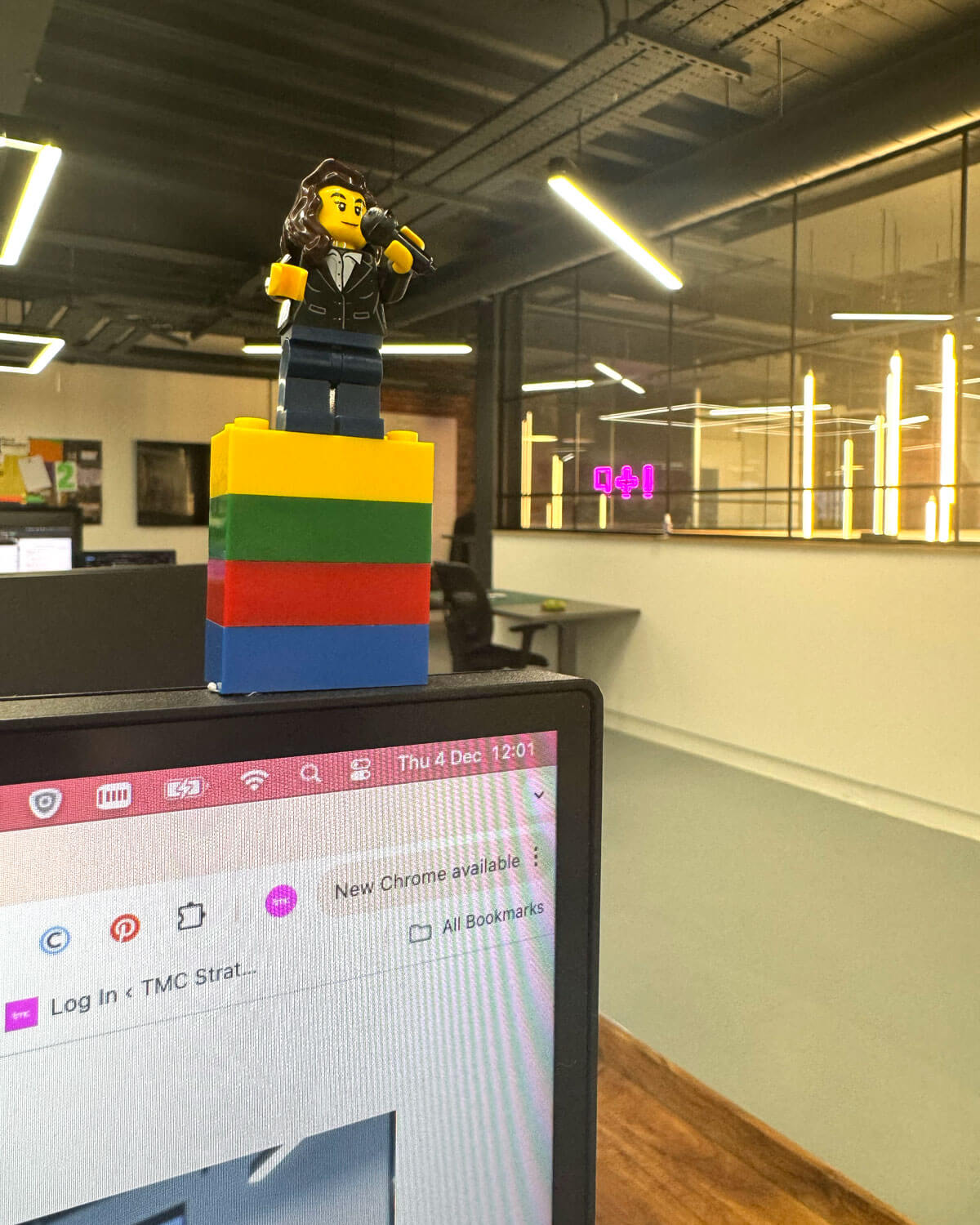 lego figure on computer