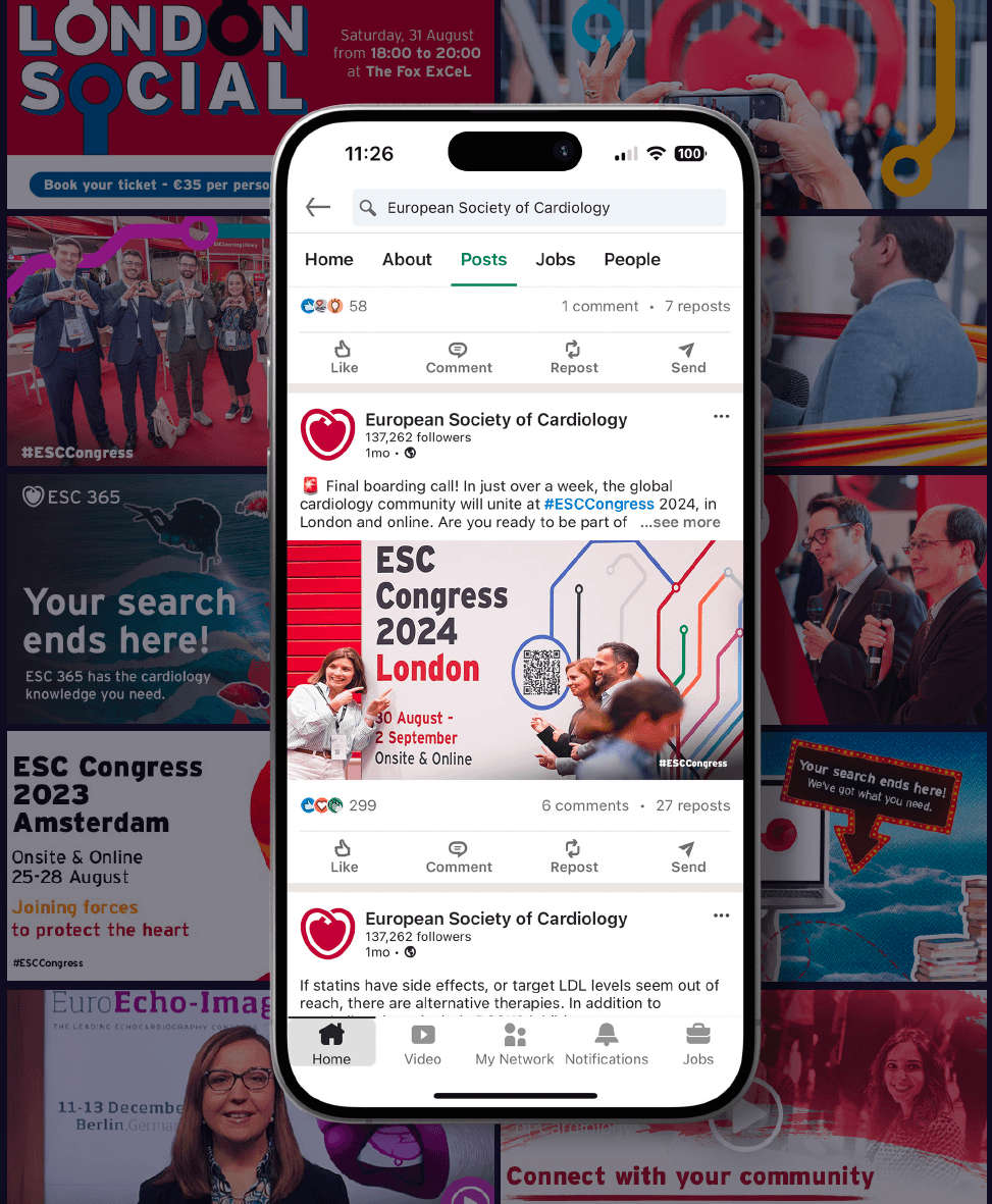 ESC congress social post on phone