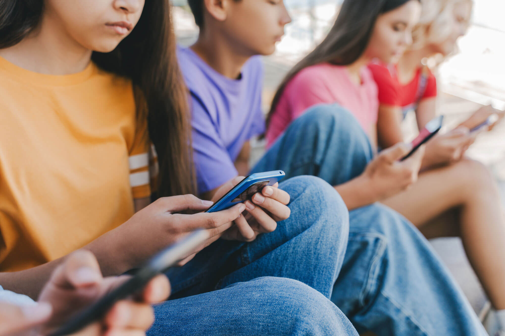 children on phones