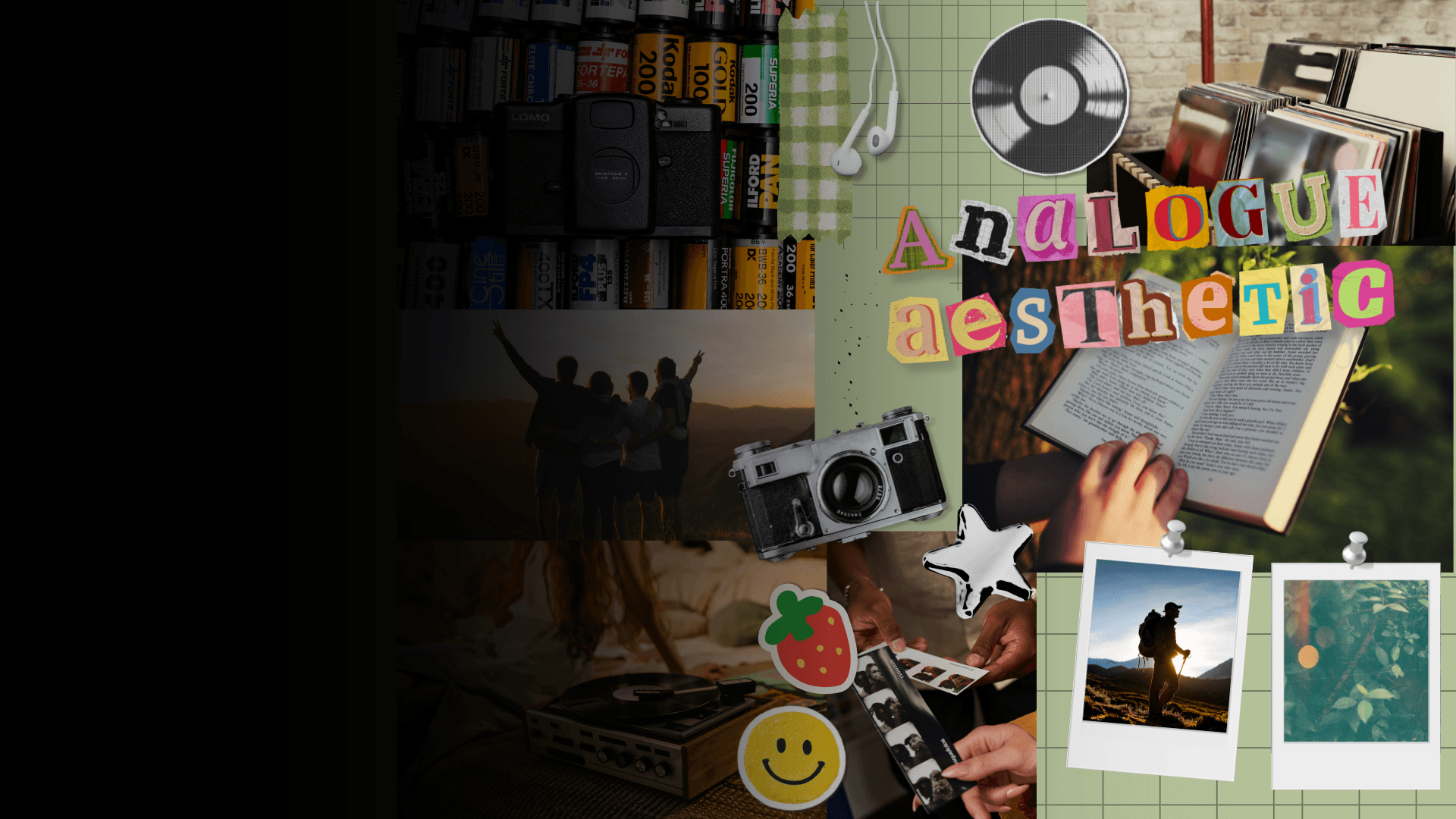 Banner collage image of analogue aesthetic / IRL
